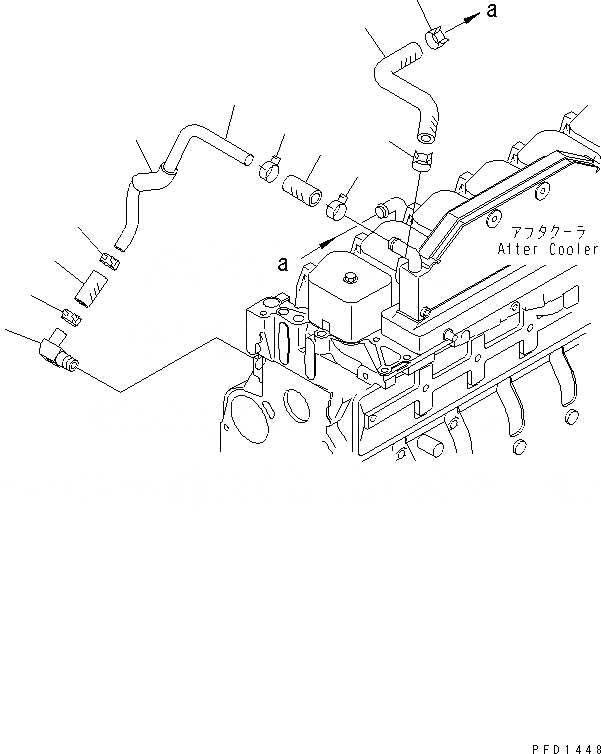 Схема запчастей Komatsu SA6D102E-1B-C - ПОСЛЕОХЛАДИТЕЛЬ ВОДН. ГИДРОЛИНИЯ (C АНТИКОР. ЭЛЕМЕНТОМ)(№7-97) ДВИГАТЕЛЬ