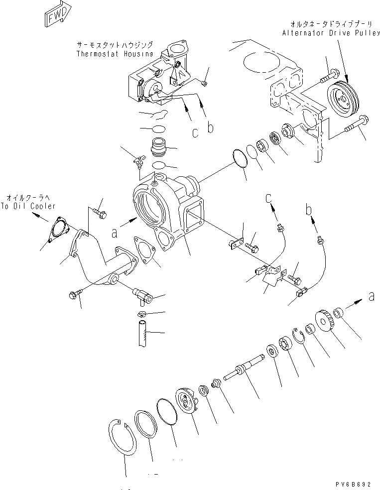 Схема запчастей Komatsu SA6D140E-3H-7 - ВОДЯНАЯ ПОМПА ДВИГАТЕЛЬ