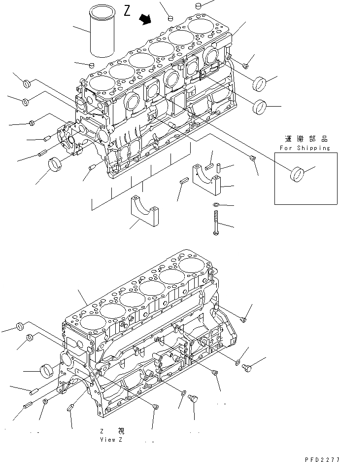Схема запчастей Komatsu SA6D108-1G-7 - БЛОК ЦИЛИНДРОВ(№7-) ДВИГАТЕЛЬ