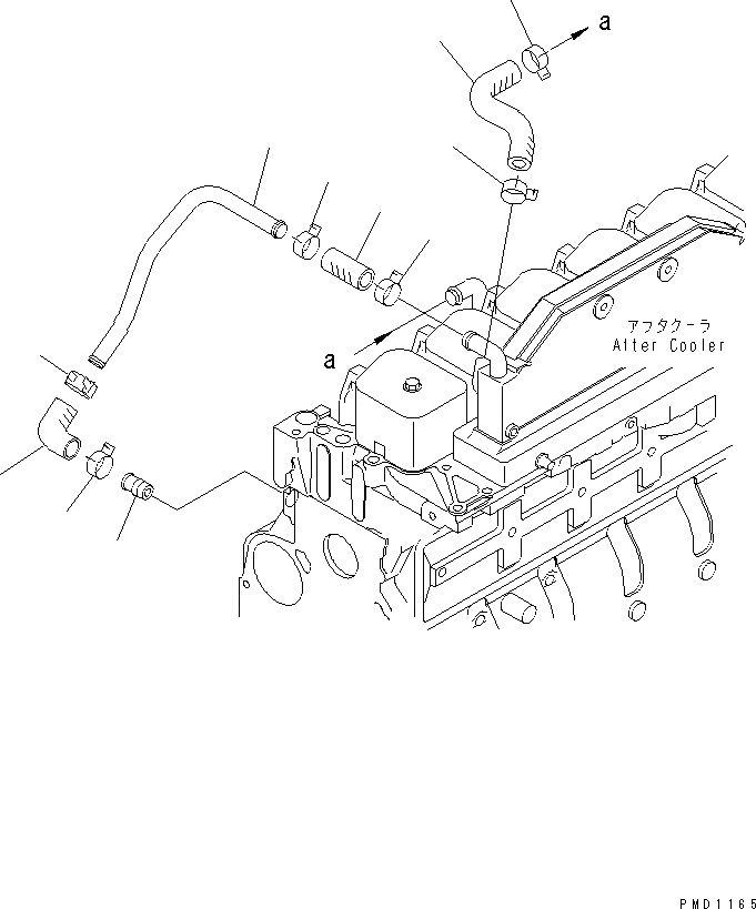 Схема запчастей Komatsu SA6D102E-1C-25 - ПОСЛЕОХЛАДИТЕЛЬ ВОДН. ГИДРОЛИНИЯ(№8-) ДВИГАТЕЛЬ