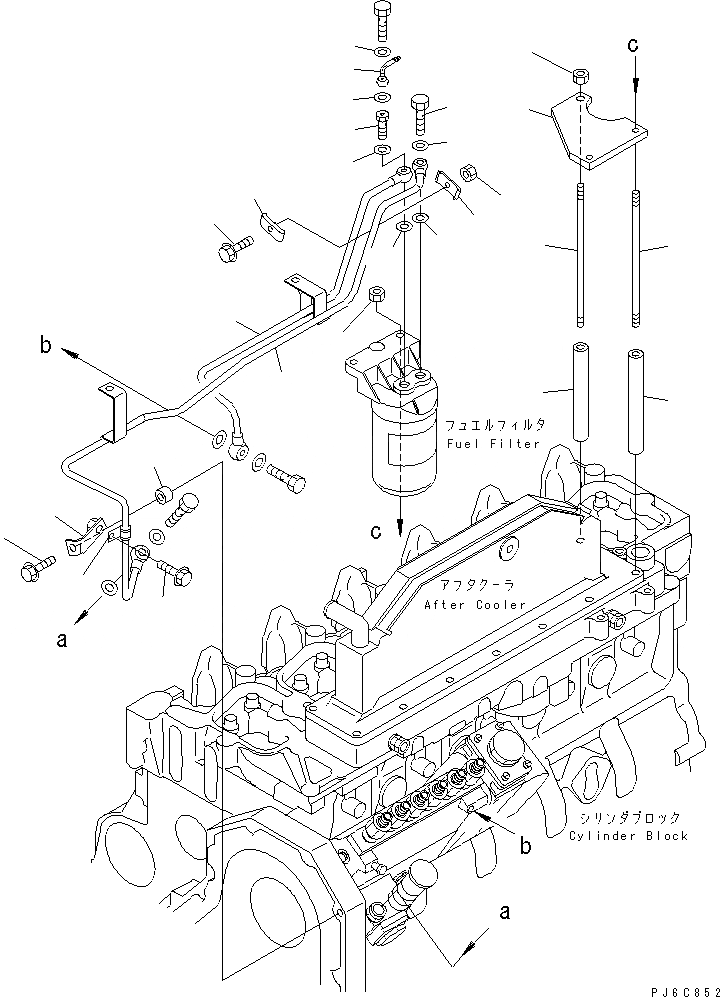 Схема запчастей Komatsu SA6D102E-1C-25 - ТОПЛИВН. ФИЛЬТР. КРЕПЛЕНИЕ И ПАТРУБКИ(№-97) ДВИГАТЕЛЬ