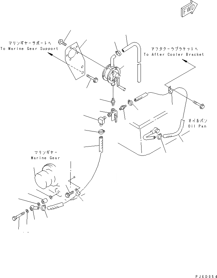 Схема запчастей Komatsu SA6D108-1J - ДРЕНАЖ НАСОС ДВИГАТЕЛЬ