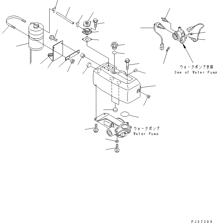 Схема запчастей Komatsu SA6D108-1J - ВОДН. БАК ДВИГАТЕЛЬ