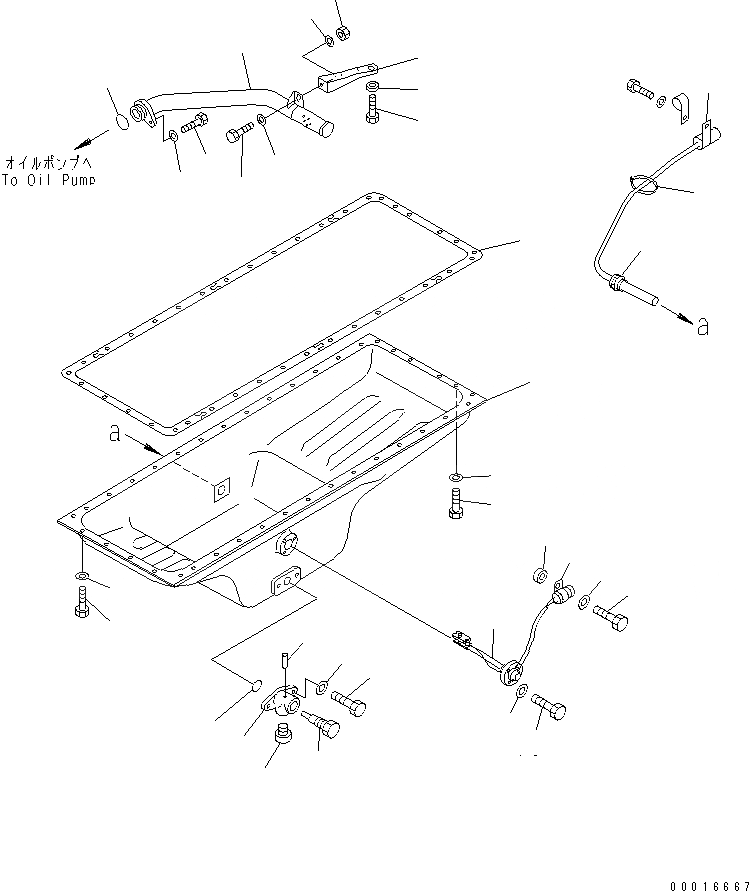 Схема запчастей Komatsu SA6D140-1B-G - МАСЛЯНЫЙ ПОДДОН И ВСАСЫВАЮЩИЙ ПАТРУБОК (МОРОЗОУСТОЙЧИВ. СПЕЦИФИКАЦИЯ.) (С ДАТЧИК УР-НЯ МАСЛА)(№898-) ДВИГАТЕЛЬ