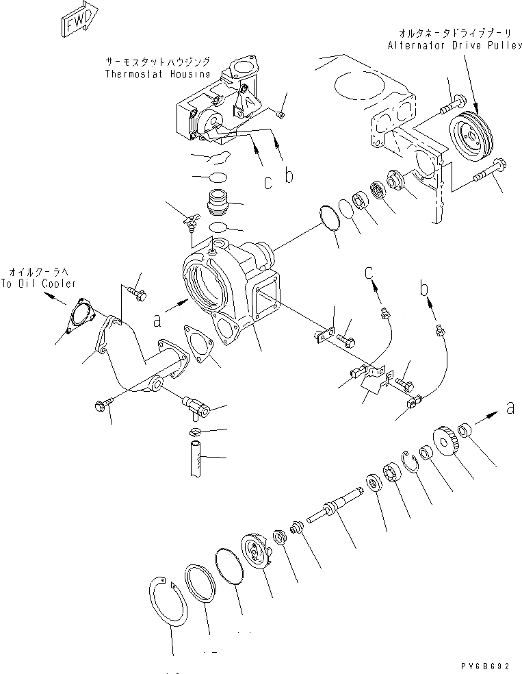 Схема запчастей Komatsu SA6D140E-3B-7 - ВОДЯНАЯ ПОМПА (МОРОЗОУСТОЙЧИВ. СПЕЦИФИКАЦИЯ) ДВИГАТЕЛЬ