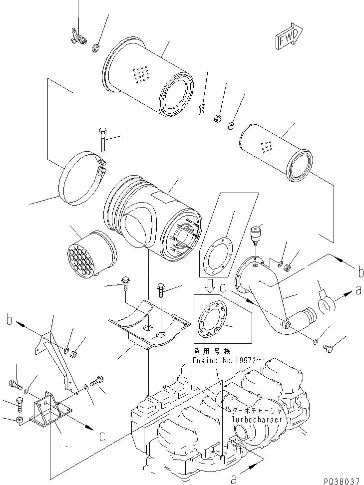 Схема запчастей Komatsu SA6D140-1EE-G - ВОЗДУХООЧИСТИТЕЛЬ(№779-) ДВИГАТЕЛЬ