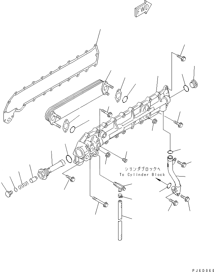 Схема запчастей Komatsu SA6D108-1B-T - МАСЛООХЛАДИТЕЛЬ(№98-) ДВИГАТЕЛЬ