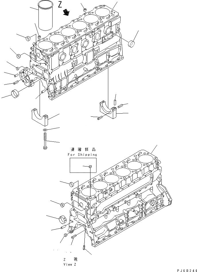 Схема запчастей Komatsu SA6D108E-2A-H7 - БЛОК ЦИЛИНДРОВ(№98-) ДВИГАТЕЛЬ