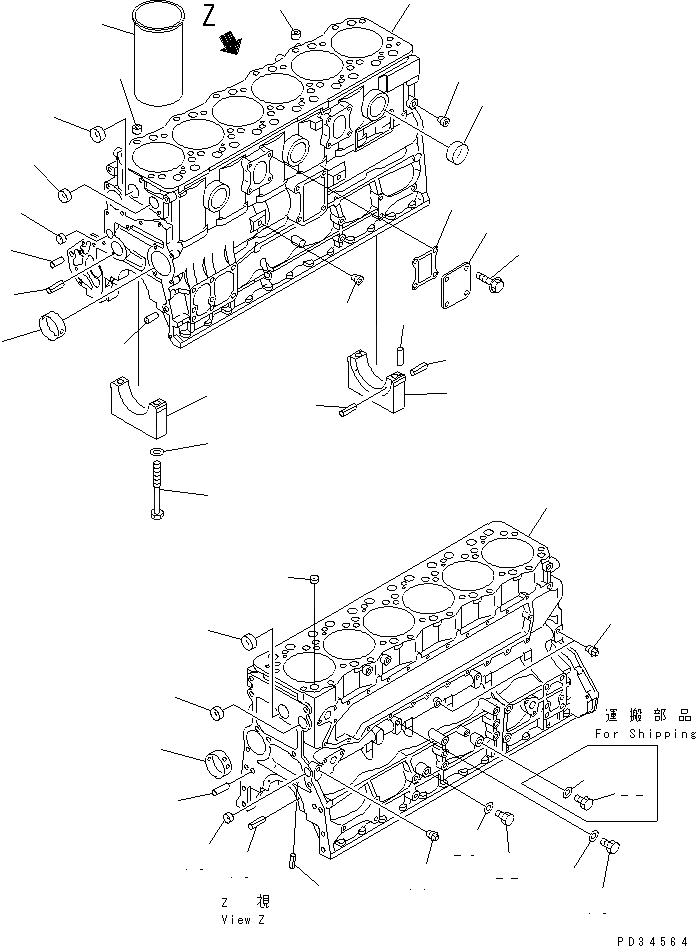 Схема запчастей Komatsu SA6D108E-2A-H7 - БЛОК ЦИЛИНДРОВ (ДЛЯ ERECTRICAL РЕГУЛЯТОР)(№7-98) ДВИГАТЕЛЬ