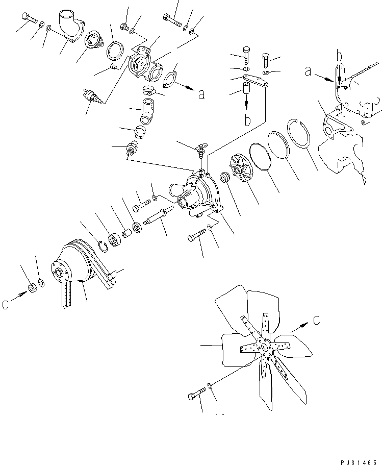 Схема запчастей Komatsu SA6D110-1N - ВОДЯНАЯ ПОМПА И ВЕНТИЛЯТОР ОХЛАЖДЕНИЯ СИСТЕМА ОХЛАЖДЕНИЯ
