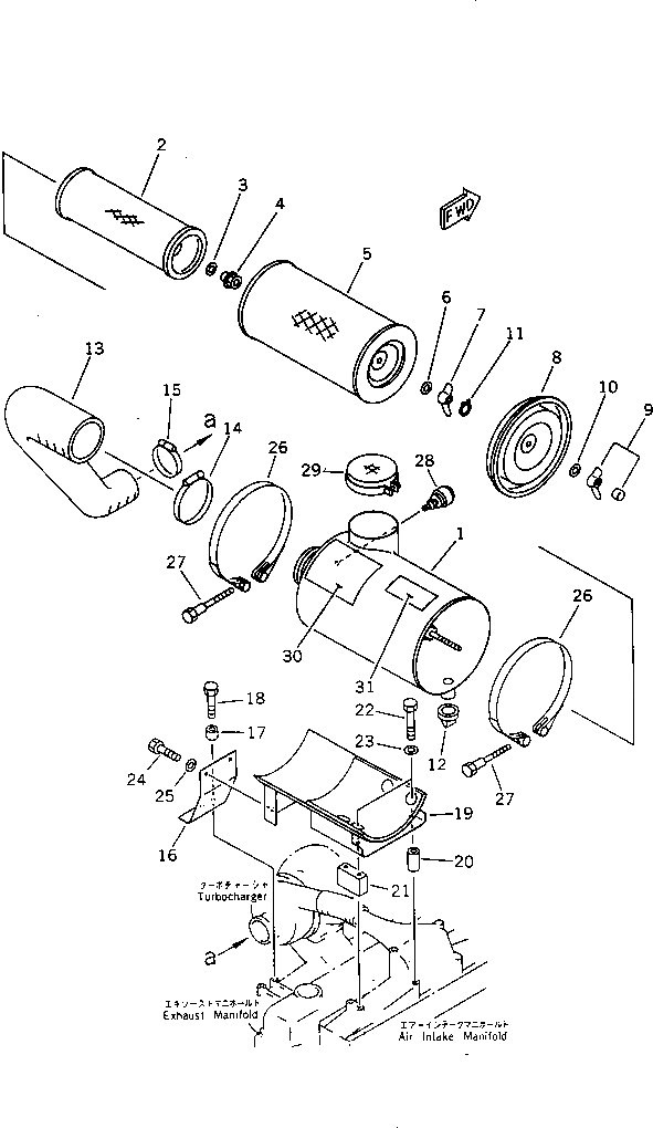Схема запчастей Komatsu SA6D110-1V - ВОЗДУХООЧИСТИТЕЛЬ И КРЕПЛЕНИЕ ГОЛОВКА ЦИЛИНДРОВ