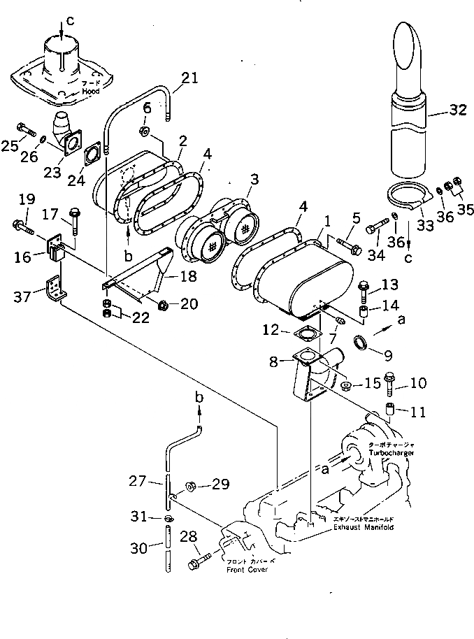 Схема запчастей Komatsu SA6D110-1V - ГЛУШИТЕЛЬ И КРЕПЛЕНИЕ (ТУННЕЛЬН. СПЕЦ-Я. С КЕРАМИЧ. ГЛУШИТЕЛЬ) ГОЛОВКА ЦИЛИНДРОВ