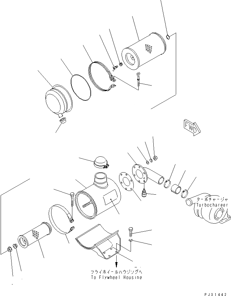 Схема запчастей Komatsu SA6D110-1P-B - ВОЗДУХООЧИСТИТЕЛЬ И КРЕПЛЕНИЕ ГОЛОВКА ЦИЛИНДРОВ