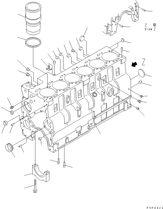 Схема запчастей Komatsu SA6D114E-1-GD - БЛОК ЦИЛИНДРОВ ДВИГАТЕЛЬ