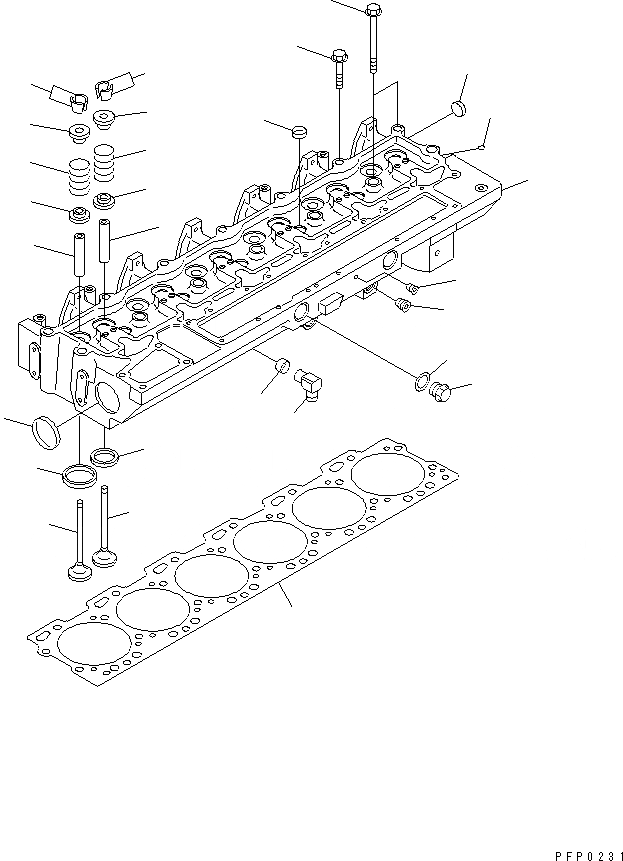 Схема запчастей Komatsu SA6D114E-1A-KU - ГОЛОВКА ЦИЛИНДРОВ ДВИГАТЕЛЬ