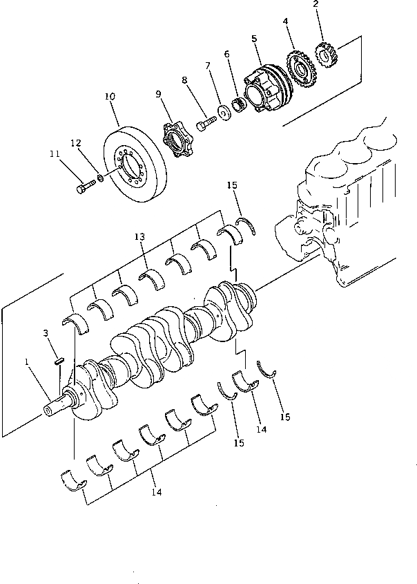 Схема запчастей Komatsu SA6D110-1J - КОЛЕНВАЛ (БЕЗ КОНДИЦ. ВОЗДУХА) (LOG ПОГРУЗ.) (КРОМЕ ЯПОН.) БЛОК ЦИЛИНДРОВ