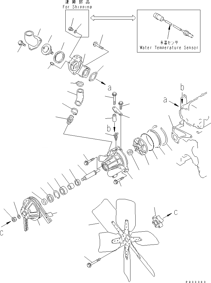Схема запчастей Komatsu SA6D110-1R - ВОДЯНАЯ ПОМПА И ВЕНТИЛЯТОР ОХЛАЖДЕНИЯ(№8-) СИСТЕМА ОХЛАЖДЕНИЯ
