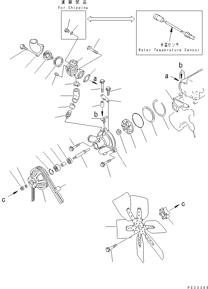 Схема запчастей Komatsu SA6D110-1R - ВОДЯНАЯ ПОМПА И ВЕНТИЛЯТОР ОХЛАЖДЕНИЯ (ДЛЯ КРЕПЛЕНИЕ A ГЕНЕРАТОР) (ШУМОПОДАВЛ. СПЕЦ-Я ДЛЯ СТРАН ЕС)(№8-) СИСТЕМА ОХЛАЖДЕНИЯ