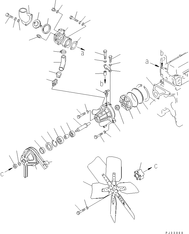 Схема запчастей Komatsu SA6D110-1Q - ВОДЯНАЯ ПОМПА И ВЕНТИЛЯТОР ОХЛАЖДЕНИЯ СИСТЕМА ОХЛАЖДЕНИЯ