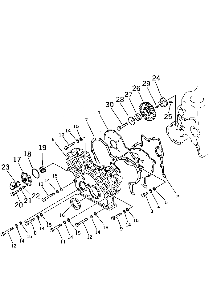 Схема запчастей Komatsu SA6D110-1N - ПЕРЕДН. КРЫШКАAND ПРИВОД БЛОК ЦИЛИНДРОВ
