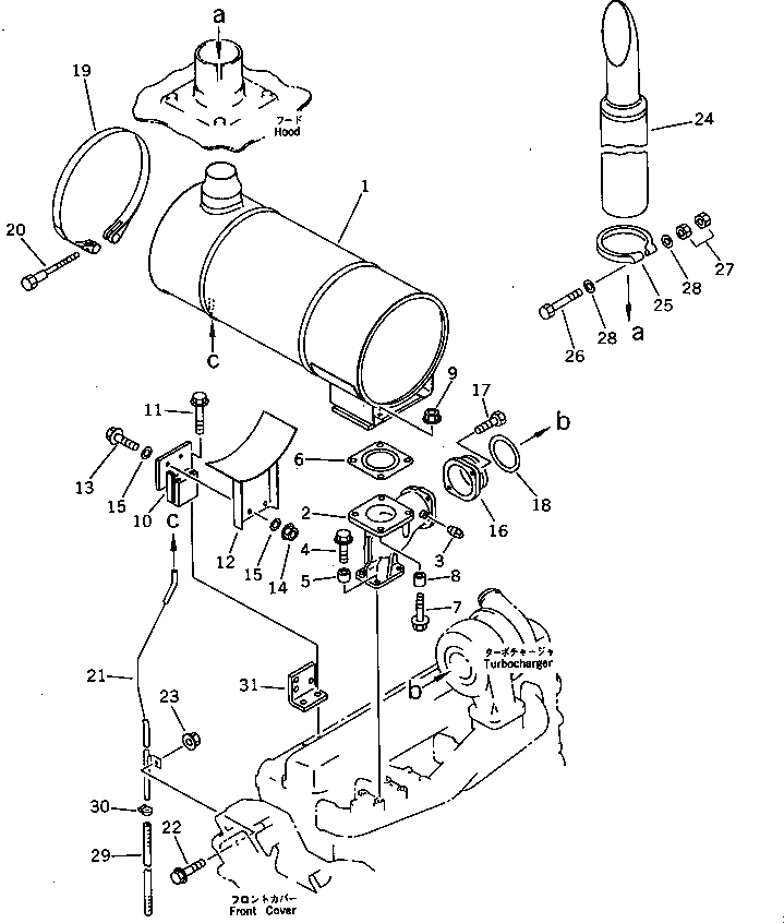 Схема запчастей Komatsu SA6D110-1U - ГЛУШИТЕЛЬ И КРЕПЛЕНИЕ (ШУМОПОДАВЛ. СПЕЦ-Я ДЛЯ EC)(№-) ГОЛОВКА ЦИЛИНДРОВ
