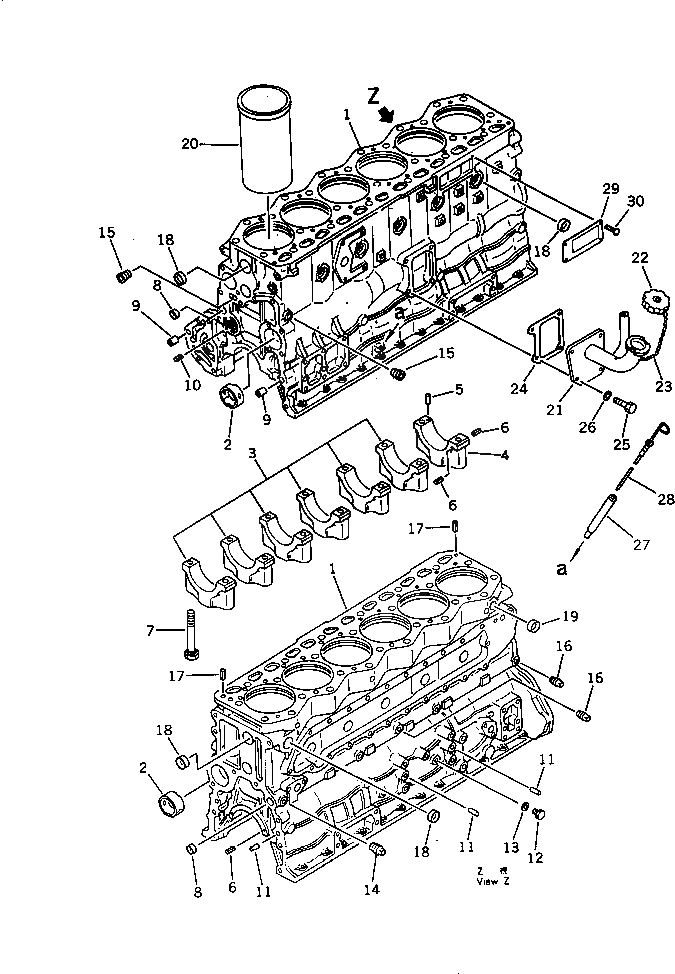 Схема запчастей Komatsu SA6D110-1U - БЛОК ЦИЛИНДРОВ БЛОК ЦИЛИНДРОВ