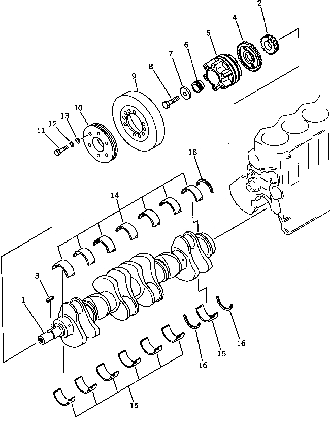 Схема запчастей Komatsu SA6D110-1U - КОЛЕНВАЛ БЛОК ЦИЛИНДРОВ