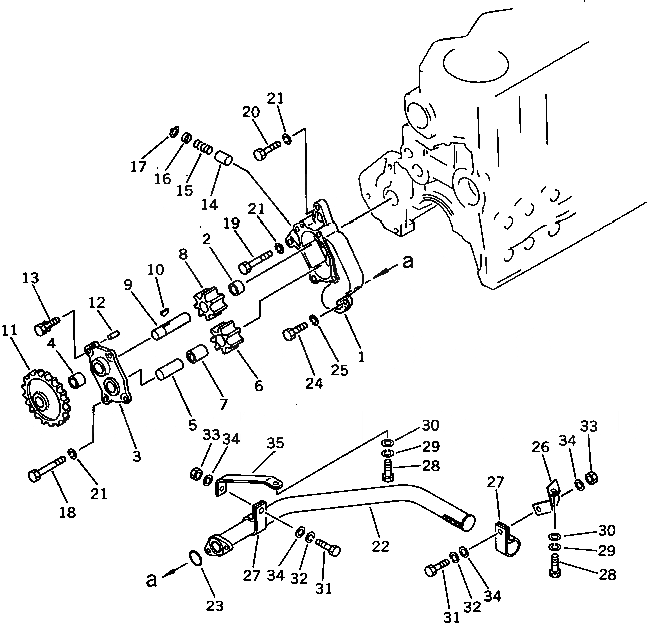 Схема запчастей Komatsu SA6D110-1EE - СМАЗЫВ. НАСОС И ВСАСЫВ. PIPE СИСТЕМА СМАЗКИ МАСЛ. СИСТЕМА