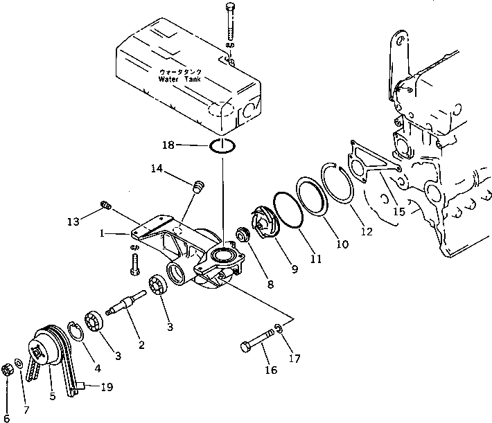 Схема запчастей Komatsu SA6D110-1EE - ВОДЯНАЯ ПОМПА И КРЕПЛЕНИЕ СИСТЕМА ОХЛАЖДЕНИЯ