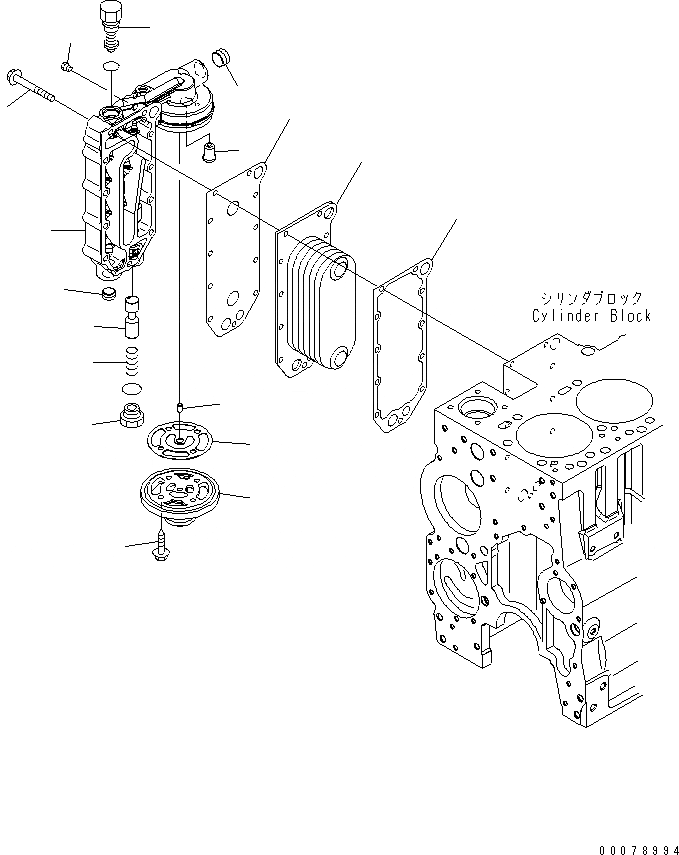 Схема запчастей Komatsu SA6D114E-2 - МАСЛООХЛАДИТЕЛЬ ДВИГАТЕЛЬ