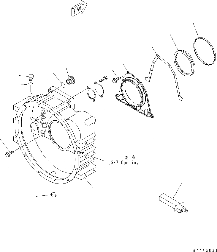 Схема запчастей Komatsu SA6D114E-2-TR - КАРТЕР МАХОВИКА ДВИГАТЕЛЬ