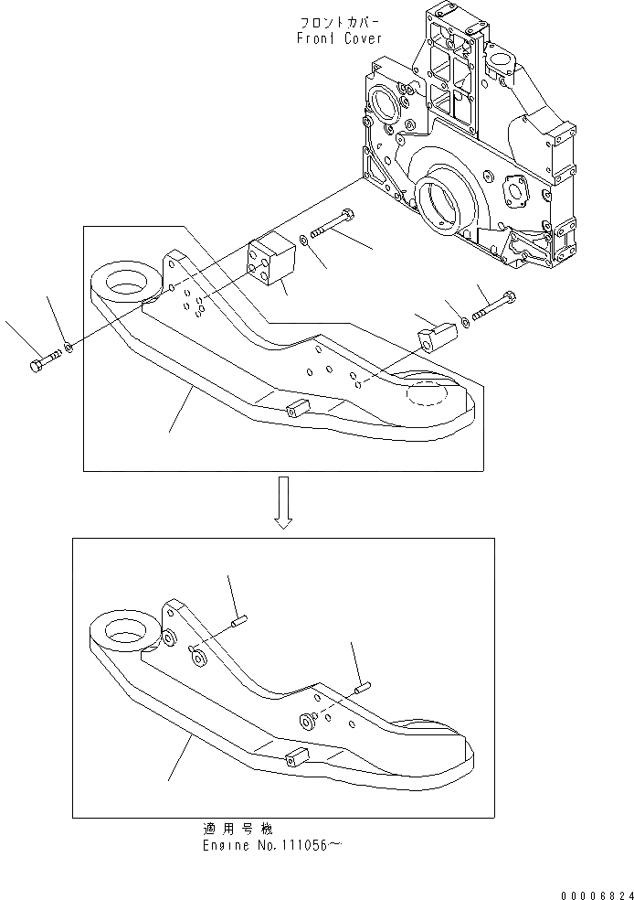Схема запчастей Komatsu SA6D140E-3H-7 - КРЕПЛЕНИЕ ДВИГАТЕЛЯ ДВИГАТЕЛЬ