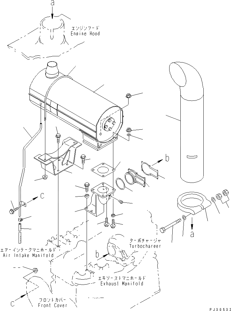 Схема запчастей Komatsu SA6D108-1C-7T - ГЛУШИТЕЛЬ (CATALYZER ТИП)(№-) ДВИГАТЕЛЬ