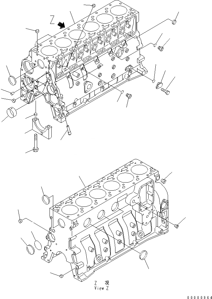 Схема запчастей Komatsu SA6D102E-2-B - БЛОК ЦИЛИНДРОВ ДВИГАТЕЛЬ