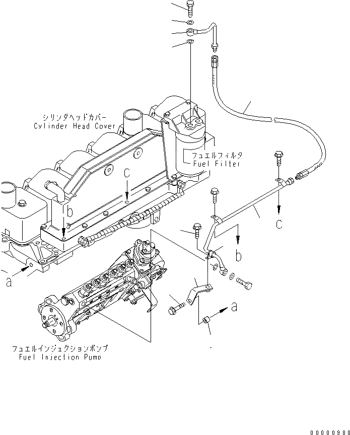 Схема запчастей Komatsu SA6D102E-2-B - ТРУБЫ ТОПЛ. ФИЛЬТРА ДВИГАТЕЛЬ