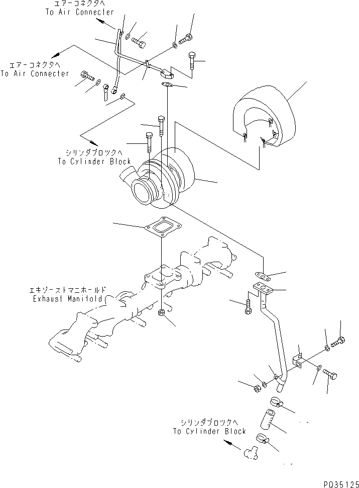 Схема запчастей Komatsu SA6D125E-2A-K7 - МАСЛОПРОВОДЯЩИЕ ТРУБКИ ТУРБОНАГНЕТАТЕЛЯ (ДЛЯ EC REGULATION)(№77-) ДВИГАТЕЛЬ
