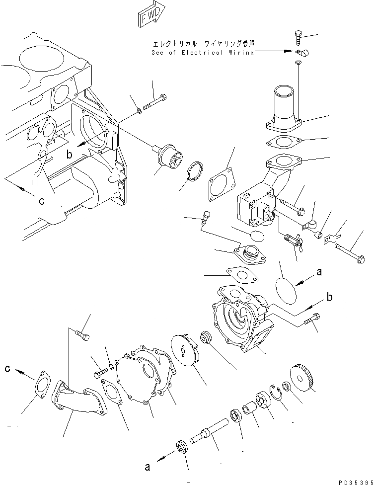 Схема запчастей Komatsu SA6D125E-2A-K7 - ВОДЯНАЯ ПОМПА(№7-) ДВИГАТЕЛЬ