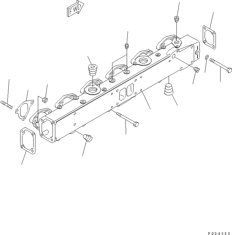Схема запчастей Komatsu SA6D125-1HH - ВЫПУСКНОЙ КОЛЛЕКТОР ДВИГАТЕЛЬ