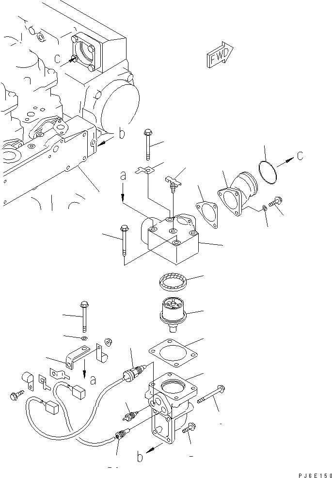 Схема запчастей Komatsu SA6D125-1HH - ТЕРМОСТАТ(№-) ДВИГАТЕЛЬ