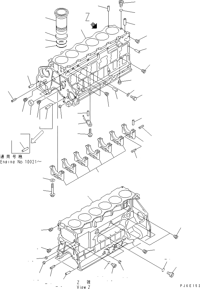 Схема запчастей Komatsu SA6D125-1HH - БЛОК ЦИЛИНДРОВ ДВИГАТЕЛЬ