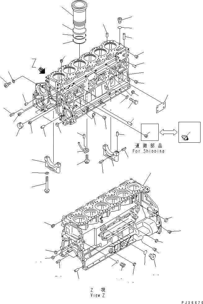 Схема запчастей Komatsu SA6D125-1Q - БЛОК ЦИЛИНДРОВ БЛОК ЦИЛИНДРОВ