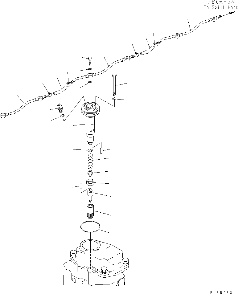 Схема запчастей Komatsu SA6D125-1Q - ТОПЛИВН. ФОРСУНКА И СЛИВНАЯ ТРУБКА ТОПЛИВН. СИСТЕМА