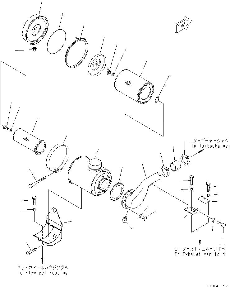 Схема запчастей Komatsu SA6D125E-2A-C - ВОЗДУХООЧИСТИТЕЛЬ(№9-) ДВИГАТЕЛЬ