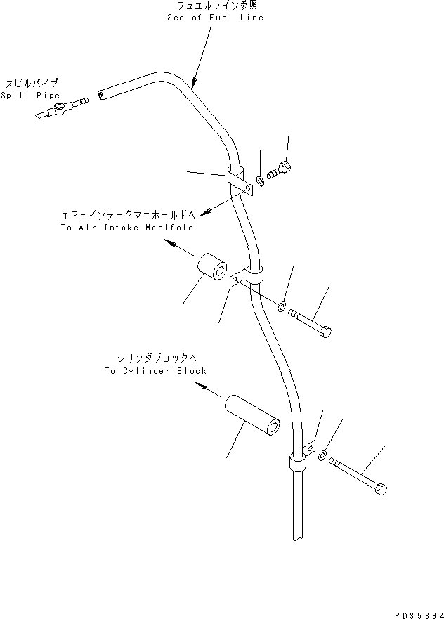 Схема запчастей Komatsu SA6D125E-2A-C - ВОЗВРАТ ТОПЛИВА ДВИГАТЕЛЬ