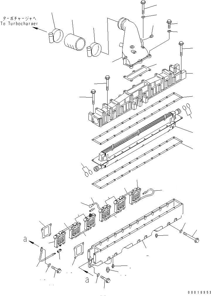 Схема запчастей Komatsu SA6D125E-3B-7 - ТРУБОПРОВОД ВПУСКА ВОЗДУХА И ПОСЛЕОХЛАДИТЕЛЬ (ТЕРМОЗАЩИТА СПЕЦ-Я.)(№-) ДВИГАТЕЛЬ