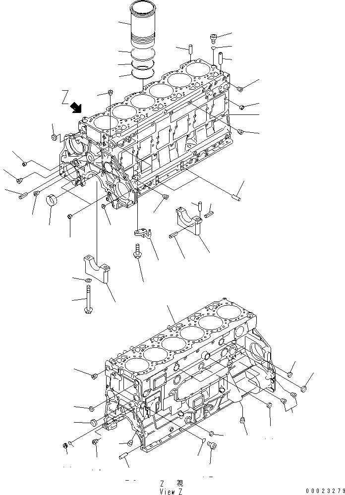 Схема запчастей Komatsu SA6D125E-3B-7 - БЛОК ЦИЛИНДРОВ (INJURY FROM SALT МЕСТН. СПЕЦ-Я.)(№-) ДВИГАТЕЛЬ