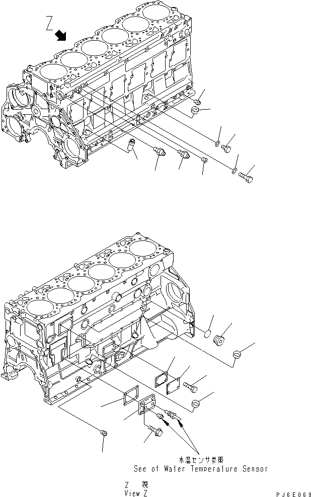 Схема запчастей Komatsu SA6D125E-3B-7 - ЭЛЕМЕНТЫ БЛОКА ЦИЛИНДРОВ ЧАСТИ (МАСЛ. ПЕРЕКЛЮЧАТЕЛЬ ДАВЛЕНИЯAND ЗАГЛУШКА)(INJURY FROM SALT МЕСТН. СПЕЦ-Я.)(№-) ДВИГАТЕЛЬ