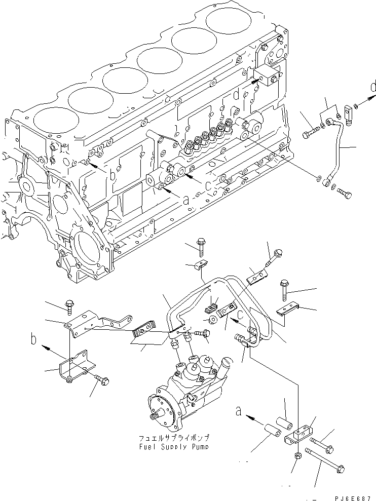 Схема запчастей Komatsu SA6D125E-3B-7 - ТОПЛИВН. ПОДАЮЩ. И ВОЗВРАТ ТОПЛИВА ТРУБЫ (COMMON RAIL) (МАЛОВЯЗК. ТОПЛИВН. СПЕЦ-Я.)(№77-) ДВИГАТЕЛЬ