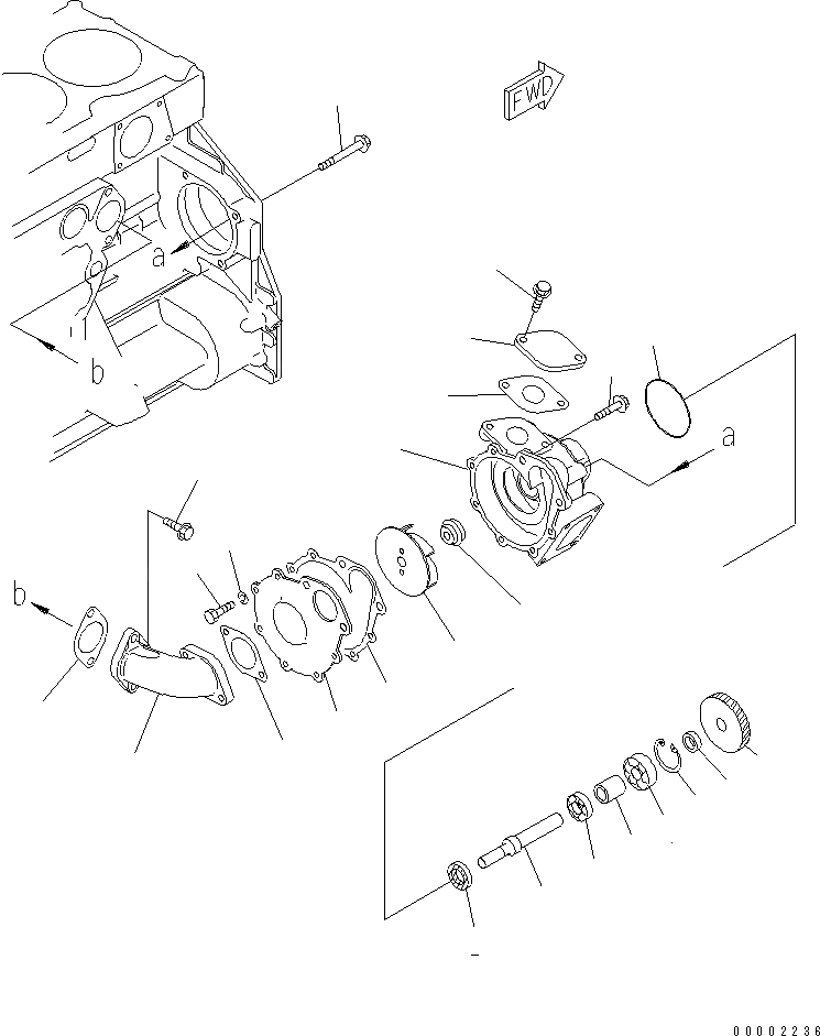 Схема запчастей Komatsu SA6D125E-3B-7 - ВОДЯНАЯ ПОМПА(№-) ДВИГАТЕЛЬ