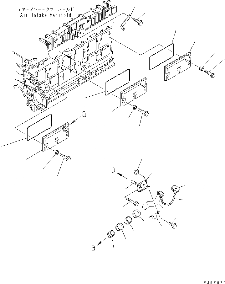 Схема запчастей Komatsu SA6D125E-3C-7A - КРЫШКА ТОЛКАТЕЛЕЙ КЛАПАНА (С МАСЛОНАЛИВНОЙ ПАТРУБОК)(№-) ДВИГАТЕЛЬ
